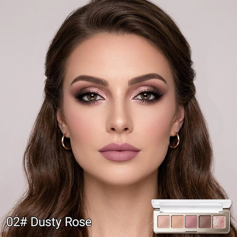 Erinde Beige Dusty Mauve Smoky Brown Champagne Eyeshadow Palette, Matte & Shimmer Nude Neutral Eye Shadow Palettes Blendable Long-Lasting Eye & Contour Makeup Palette for Blue, Green Brown Eyes, 02