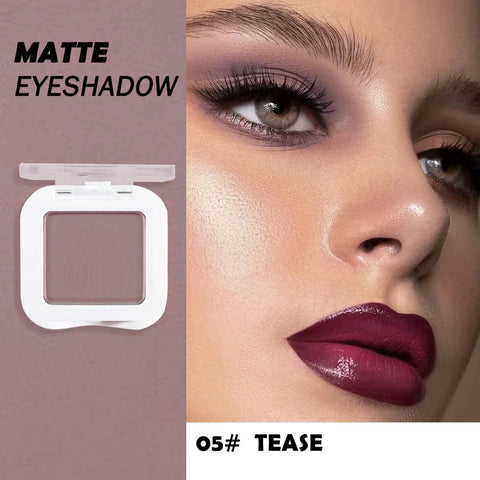 Mauve Taupe Plum Matte Single Eye Shadow Palette Makeup for Older Women, Plum Lavender Purple Natural Cream Eyeshadow Palette for Green Eyes, High Pigment Mini Monochrome Eyeshadow
