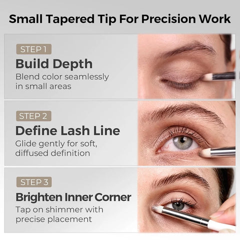 Albeaut Small Eyeshadow Brush, Soft Firm Pencil Brush with Precise Point, Eyeliner Smudge Tool, Delicate Areas Eye Shadow Applicator for Inner Eye & Different Eye Shape (197 Micro Pencil)