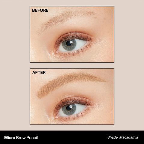 Morphe Micro Dual Eyebrow Pencil - Dual-Ended Brow Pencil Featuring a Retractable, Ultra-Precise, Pointed Tip - Richly Pigmented, Smooth-Gliding, Long-Lasting Wax Formula - Macadamia (0.003 oz)
