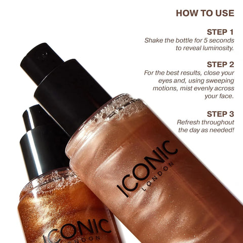 ICONIC LONDON Prep-Set-Glow Makeup Setting Spray | Glowy Finish, 4.22 Fl Oz