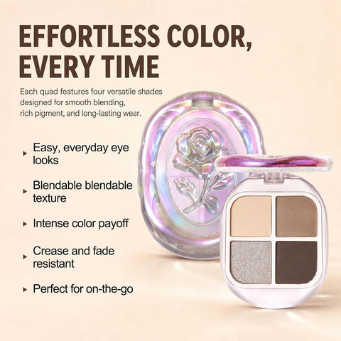 Erinde 4 Colors Eyeshadow Palette, Light Nude Taupe Shades Matte & Shimmer Eye Shadow Palettes, Long Lasting Blendable Mini Eye Shadow for Older Women, Ultra Pigmented Neutral Eyeshadow Palette, 03