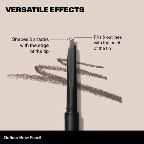 Morphe Definer Dual-Ended Brow Pencil & Spoolie - Eyebrow Pencil with Precision Slanted Tip for Shaping, Defining & Filling - Smooth, No-Tug Formula - Biscotti (0.003 oz)