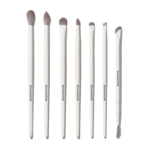 Morphe Eye Want It All 7 Piece Eye Makeup Brushes - Professional Makeup Brush Set and Brow Kit for Eyeshadow, Eyeliner, Smudging, Blending - Professional Make Up Tools (7 ct)