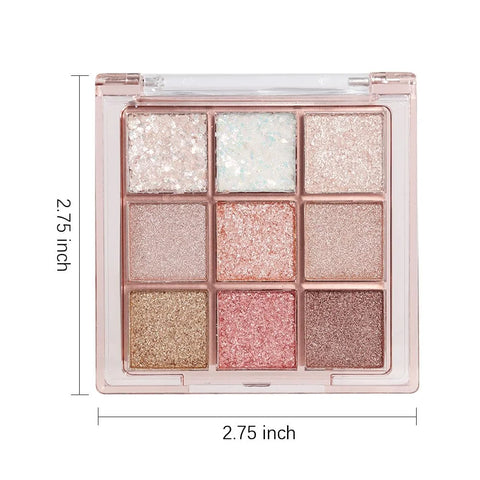 CAKAILA 9Color Pink White Golden Brown Warm Glitter Colorful Eyeshadow Palette Makeup,Korean Natural Neutral Rainbow palettes Highly Pigmented Naturing-Looking Long Lasting Waterproof Blendable