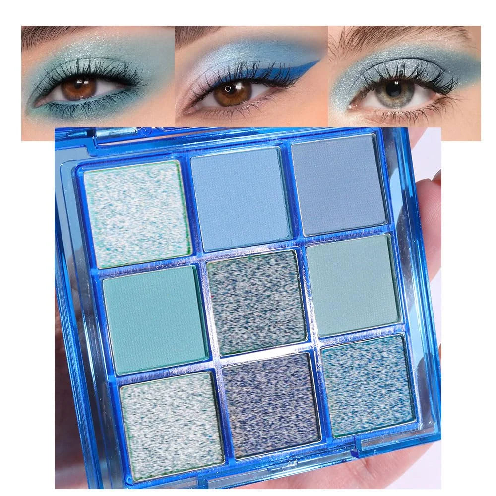 CAKAILA Sapphire Blue Smoky Eye Shadow Palette,Navy Royal Blue Green Goth Natural Eyeshadow Palette,Waterproof,Long Lasting Naturing-Looking