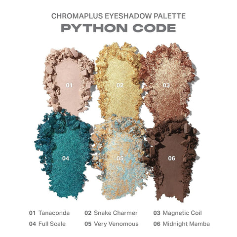 Morphe ChromaPlus 6-Pan Eyeshadow Palette - High Pigment Eye Makeup with Shimmer, Matte & Metallic Eye Shadow - Neutral Eyeshadow Makeup Collection for All-Day Wear - Python Code (0.26 oz)