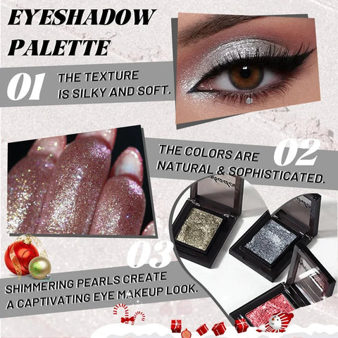 Pressed Single Eyeshadow Makeup, Sparkle Highly Pigmented Monochrome Eye Shadow Palette, Waterproof Neutral Powder, sombras para ojos, Lightweight Blendable, #03 Smoky Gray+#05 Ink Black
