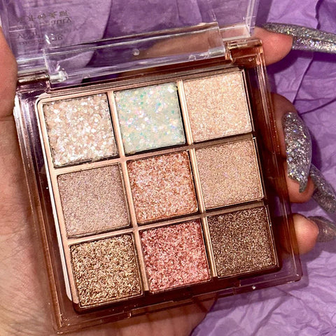 CAKAILA 9Color Pink White Golden Brown Warm Glitter Colorful Eyeshadow Palette Makeup,Korean Natural Neutral Rainbow palettes Highly Pigmented Naturing-Looking Long Lasting Waterproof Blendable