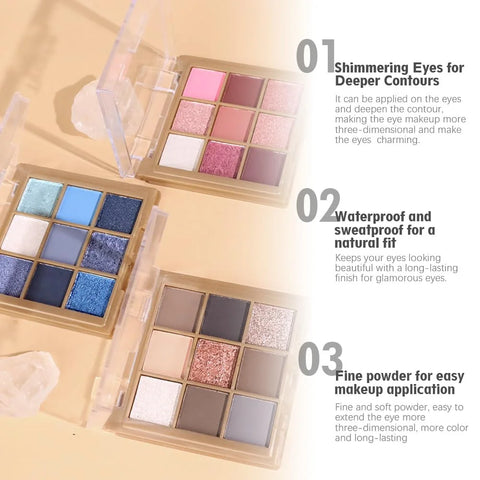 9 Colors Eye Shadow Palettes Makeup,Rose Gold Nude Brown Grey Smoky Eyeshadow Palette for Older Women,Natural Powde Eye Shadows Waterproof Long Lasting Naturing-Looking,Travel Size Makeup Pallete