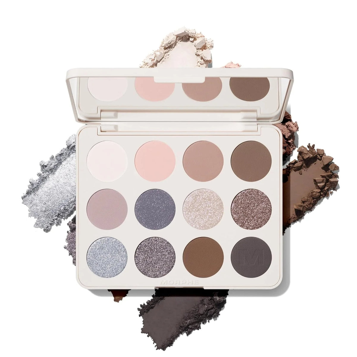 Morphe ChromaPlus 12-Pan Eyeshadow Palette - High Pigment Eye Makeup with Shimmer, Matte & Metallic Eye Shadow - Neutral Eyeshadow Makeup Collection for All-Day Wear - Moon Stone (0.52 oz)
