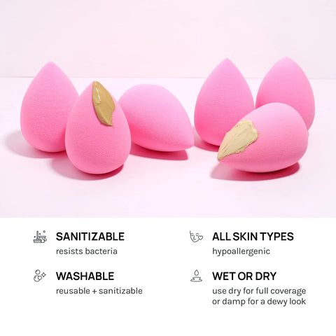 AOA Studio Collection makeup Sponge Set Latex Free and High-definition Set of 6 makeup Wonder blender For Powder Cream and Liquid, Super Soft Wonder Beauty Cosmetic (Pack of 3)