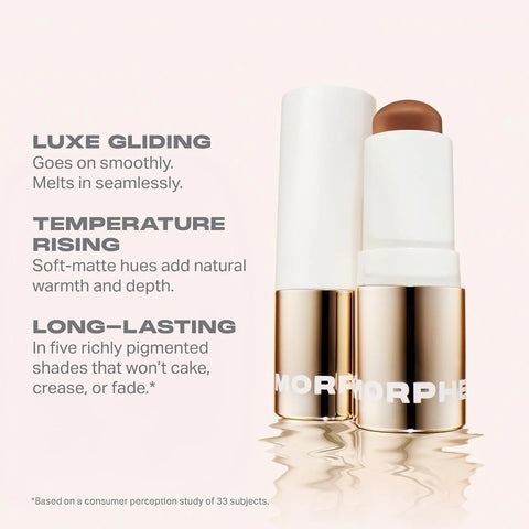 Morphe Sudden Heat Cream Bronzer Stick - Ulta-Creamy Soft Matte Bronzer Makeup & Complexion Stick with Vitamin E + Jojoba Oil - Face Bronzers for Buildable Warmth & Dimension - Flicker (0.28 oz)
