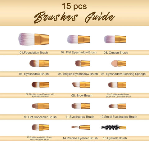 UCANBE Pro 60 Shades Eyeshadow Palette + 15 pcs Makeup Brushes Set High Pigmented Naked Nudes Shimmer Matte Metallic Smokey Eye Shadow Soft Synthetic Powder Cream Blending Brush Neutral Pallet Kit