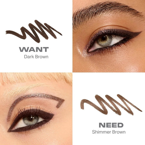 Morphe Bi-Liner Dual-Ended Gel Eyeliner Pencil - Matte & Metallic Eye Liner Duo with Long Lasting Waterproof Color for Precise and Smoked Eye Makeup Looks - Want or Need (0.04 oz)