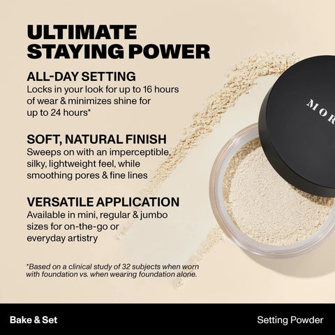 Morphe Bake & Set Translucent Setting Powder - Lightweight, Talc-Free Finishing Powder for Face Makeup with a Soft, Natural Finish - Minimizes Shine for Up to 24HR - Translucent Rich (0.31 oz)