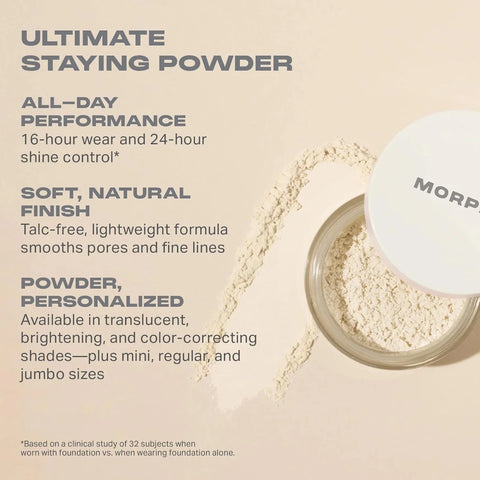 Morphe Bake & Set Setting Powder - Lightweight, Talc-Free Finishing Powder for Face Makeup with a Soft, Natural Finish - Minimizes Shine for Up to 24HR - Banana (0.31 oz)