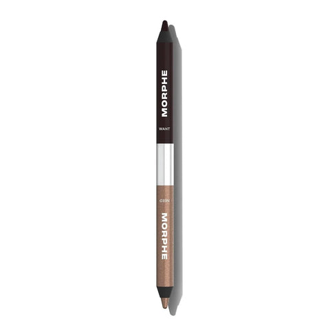 Morphe Bi-Liner Dual-Ended Gel Eyeliner Pencil - Matte & Metallic Eye Liner Duo with Long Lasting Waterproof Color for Precise and Smoked Eye Makeup Looks - Want or Need (0.04 oz)