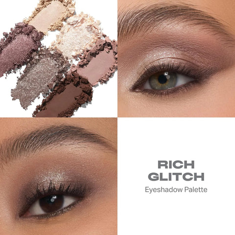 Morphe ChromaPlus 6-Pan Eyeshadow Palette - High Pigment Eye Makeup with Shimmer, Matte & Metallic Eye Shadow - Neutral Eyeshadow Makeup Collection for All-Day Wear - Rich Glitch (0.26 oz)