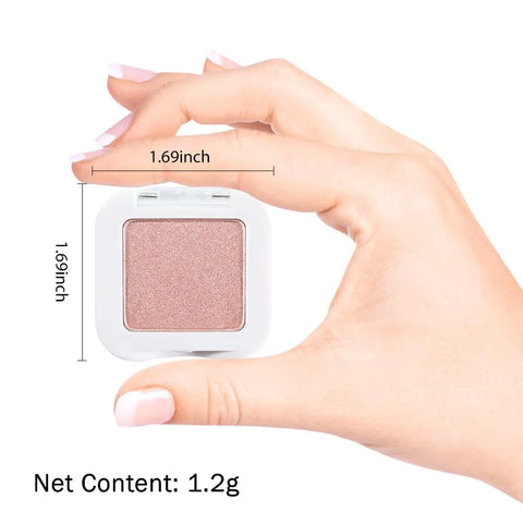 Dusty Pink Champagne Single Eyeshadow Palette, Rose Gold Ice Pink Nude Glitter Cream Eye Shadow Palette Makeup for Older Women, Brightener High Pigment Long Lasting Monochrome Mini Eyeshadow