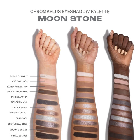 Morphe ChromaPlus 12-Pan Eyeshadow Palette - High Pigment Eye Makeup with Shimmer, Matte & Metallic Eye Shadow - Neutral Eyeshadow Makeup Collection for All-Day Wear - Moon Stone (0.52 oz)