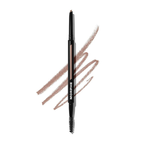 Morphe Definer Dual-Ended Brow Pencil & Spoolie - Eyebrow Pencil with Precision Slanted Tip for Shaping, Defining & Filling - Smooth, No-Tug Formula - Biscotti (0.003 oz)