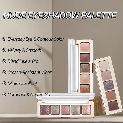 Erinde Beige Dusty Mauve Smoky Brown Champagne Eyeshadow Palette, Matte & Shimmer Nude Neutral Eye Shadow Palettes Blendable Long-Lasting Eye & Contour Makeup Palette for Blue, Green Brown Eyes, 02