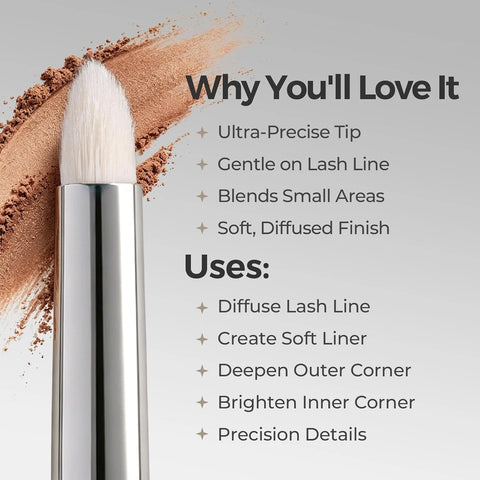 Albeaut Small Eyeshadow Brush, Soft Firm Pencil Brush with Precise Point, Eyeliner Smudge Tool, Delicate Areas Eye Shadow Applicator for Inner Eye & Different Eye Shape (197 Micro Pencil)