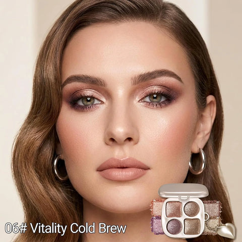 Erinde Metallic Bronze Purple Eyeshadow Palette with Mirror, Shimmer High Pigment Eye Shadow, Blendable Long-Lasting Everyday Eye & Contour Makeup Palette, Perfect for Blue, Green & Brown Eyes
