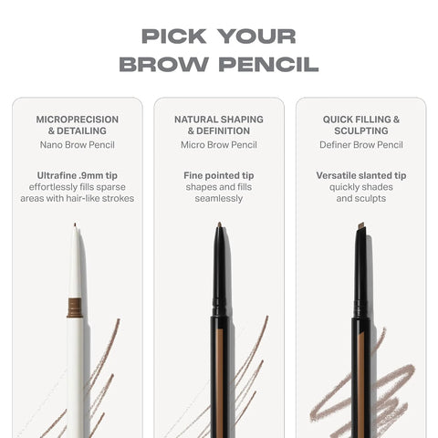 Morphe Nano Brow Pencil - Ultrafine Eyebrow Pencil for Hairlike Strokes - Precision Eye Makeup with Spoolie Brush for Natural Definition and Long-Lasting Wear - Latte (0.001 oz)