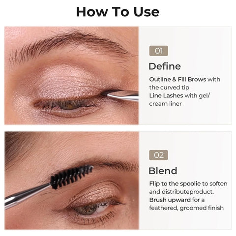 Albeaut Eyeliner Brush Brow Brush, Dual Ended Small eyebrow applicator
