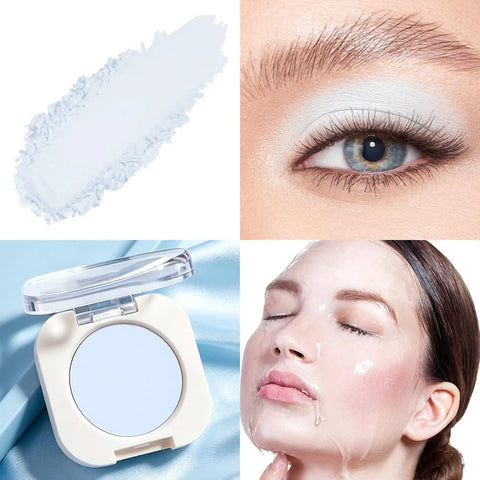 Light White Blue Single Matte Eyeshadow Makeup, Cream to Powder Monochrome Eye Shadow for Older Women, Daily Evening Girls Eyeshadow Palette Gift, sombras para ojos, Mini Vegan Travel Eye, #14