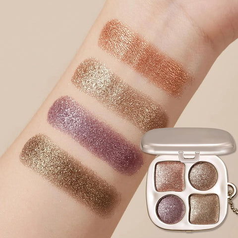 Erinde Metallic Bronze Purple Eyeshadow Palette with Mirror, Shimmer High Pigment Eye Shadow, Blendable Long-Lasting Everyday Eye & Contour Makeup Palette, Perfect for Blue, Green & Brown Eyes