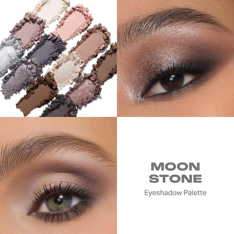 Morphe ChromaPlus 12-Pan Eyeshadow Palette - High Pigment Eye Makeup with Shimmer, Matte & Metallic Eye Shadow - Neutral Eyeshadow Makeup Collection for All-Day Wear - Moon Stone (0.52 oz)