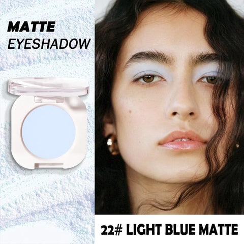 Light White Blue Single Matte Eyeshadow Makeup, Cream to Powder Monochrome Eye Shadow for Older Women, Daily Evening Girls Eyeshadow Palette Gift, sombras para ojos, Mini Vegan Travel Eye, #14