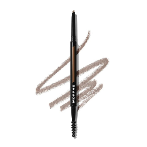 Morphe Definer Dual-Ended Brow Pencil & Spoolie - Eyebrow Pencil with Precision Slanted Tip for Shaping, Defining & Filling - Smooth, No-Tug Formula - Latte (0.003 oz)