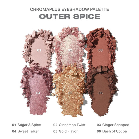 Morphe ChromaPlus 6-Pan Eyeshadow Palette - High Pigment Eye Makeup with Shimmer, Matte & Metallic Eye Shadow - Neutral Eyeshadow Makeup Collection for All-Day Wear - Outer Spice (0.26 oz)