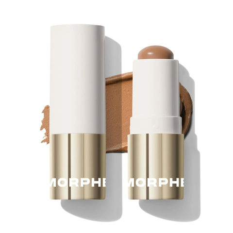 Morphe Sudden Heat Cream Bronzer Stick - Ulta-Creamy Soft Matte Bronzer Makeup & Complexion Stick with Vitamin E + Jojoba Oil - Face Bronzers for Buildable Warmth & Dimension - Flicker (0.28 oz)