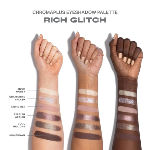 Morphe ChromaPlus 6-Pan Eyeshadow Palette - High Pigment Eye Makeup with Shimmer, Matte & Metallic Eye Shadow - Neutral Eyeshadow Makeup Collection for All-Day Wear - Rich Glitch (0.26 oz)